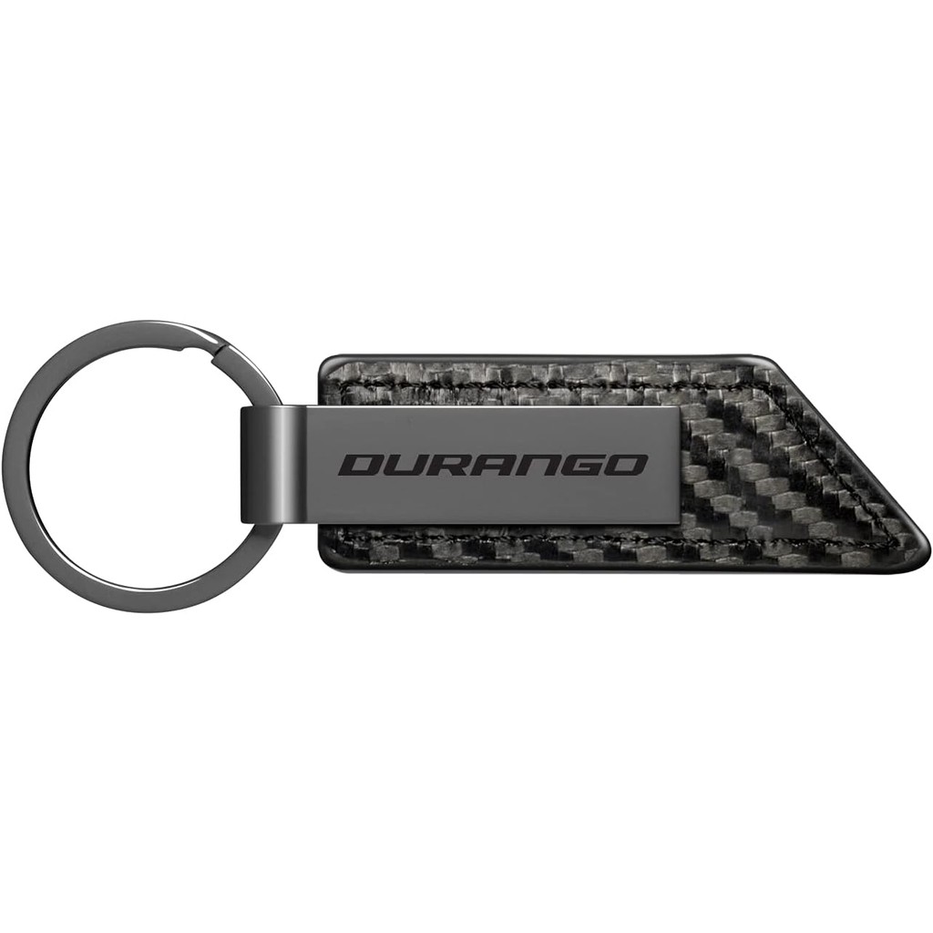 เข้ากันได้กับ Dodge Durango Gunmetal สีดําสีเทาแผ่นโลหะคาร์บอนไฟเบอร์เนื้อหนัง Key Chain