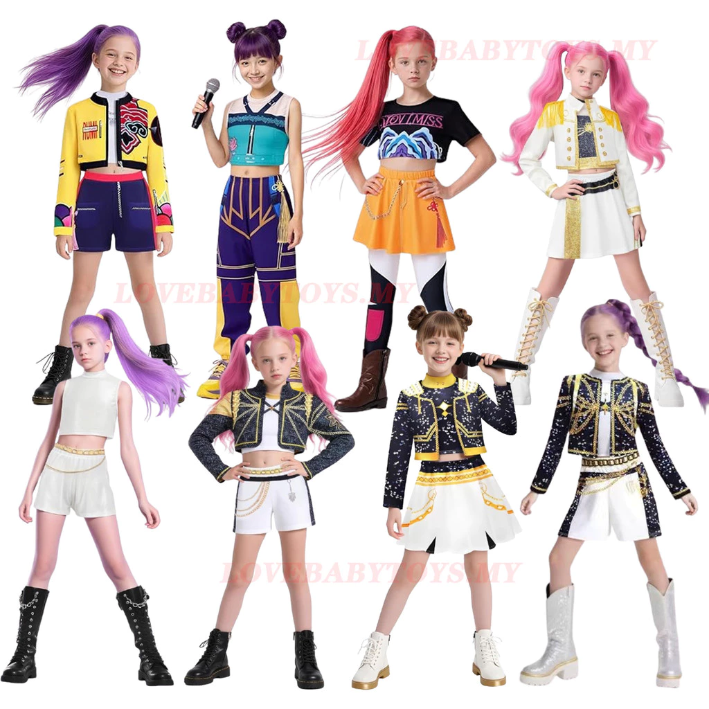 DEMON K-POP เครื่องแต่งกาย RUMI ZOEY MIRA คอสเพลย์เครื่องแบบสาว K-Pop นักร้องเวทีบทบาทเล่นชุดเด็กวัยหัดเดินฮาโลวีนเครื่องแต่งกาย