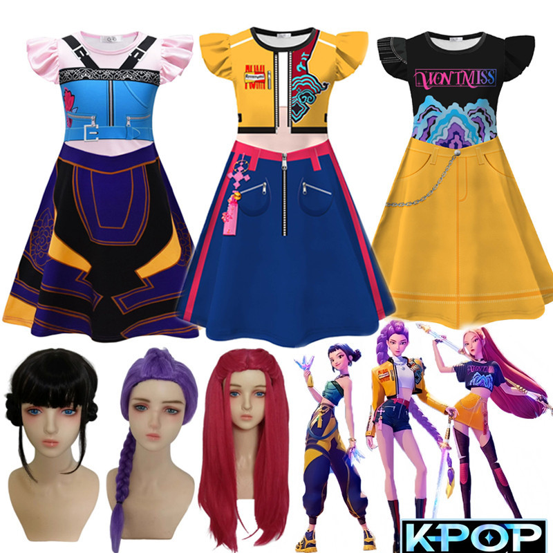 KPop คอสเพลย์Demon Hunters ชุดฮาโลวีนสำหรับสาวๆ เหมาะสำหรับงานMasquerade Carnival Party