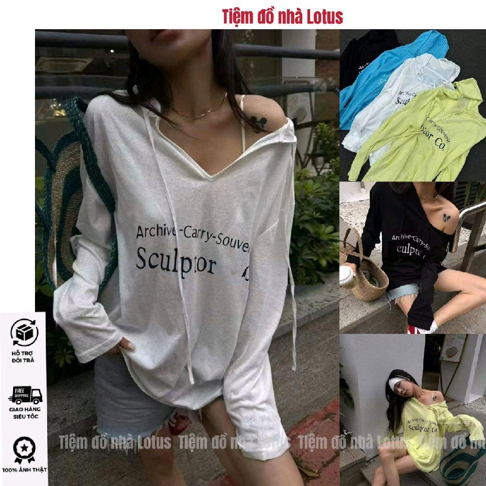 เสื้อยืดกระดาษ A26 - แขนยาว หมวก พิมพ์ลายตัวอักษร SCULPTOR (ร้านโลตัส)