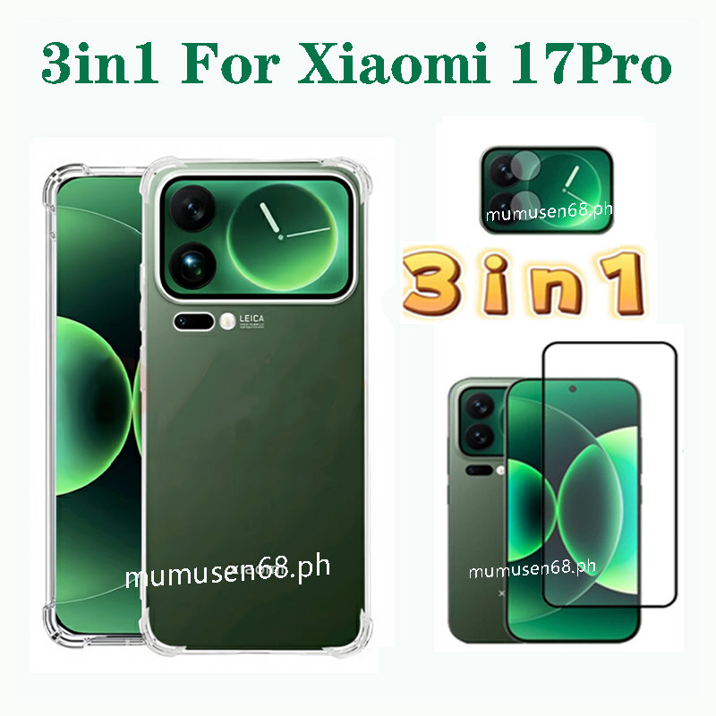 3in1 XIAOMI 17 Pro Max กันกระแทกนุ่มโปร่งใสเคสโทรศัพท์สําหรับ XIAOMI 17 Pro 17 15T 14T 14T Pro ฟิล์ม