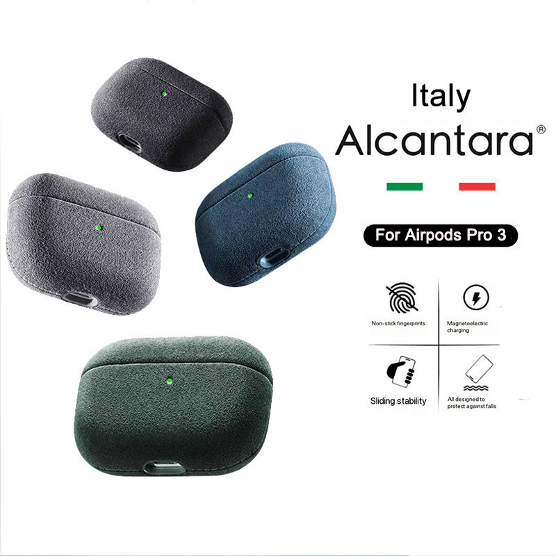 100% Alcantara สําหรับ AirPods Pro 3 Pro3 Alcantara หรูหราหนังสําหรับ Apple AirPods 4 Pro 3 2 Pro3 บางฝาครอบป้องกัน