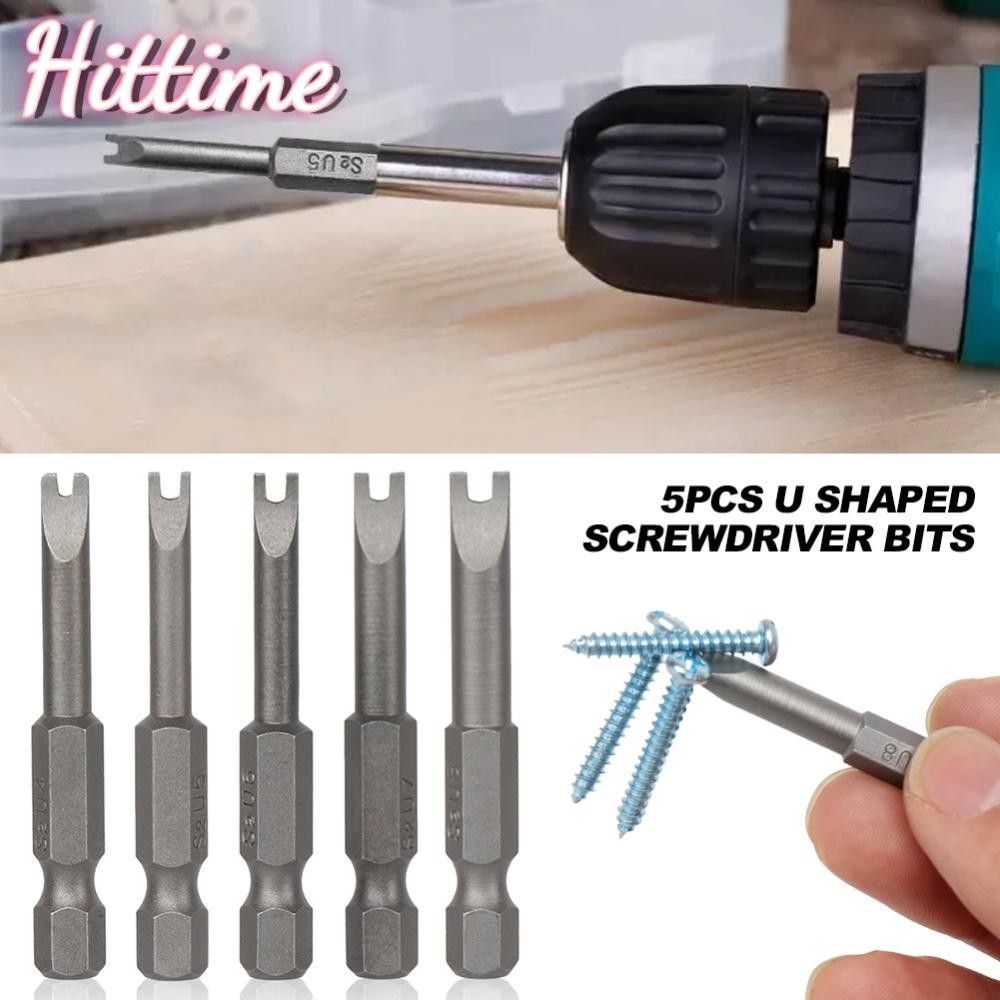 HITTIME 5 ชิ้น U รูปไขควง Bits 1/4 Hex แม่เหล็กชุดหัว 50 มิลลิเมตรความยาวสําหรับเครื่องมือเครื่องมือ