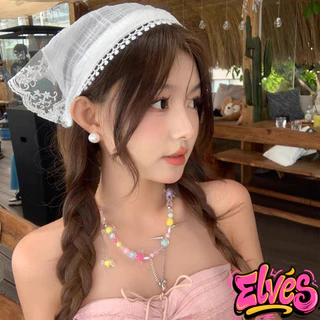 Elves พร้อม💟 ผ้าคลุมศีรษะ ทรงสามเหลี่ยม ที่คาดผม เครื่องประดับผม คนขี้เกียจ ลูกไม้ ผ้าพันคอ ฝรั่งเศส สไตล์อภิบาล "VO-3"
