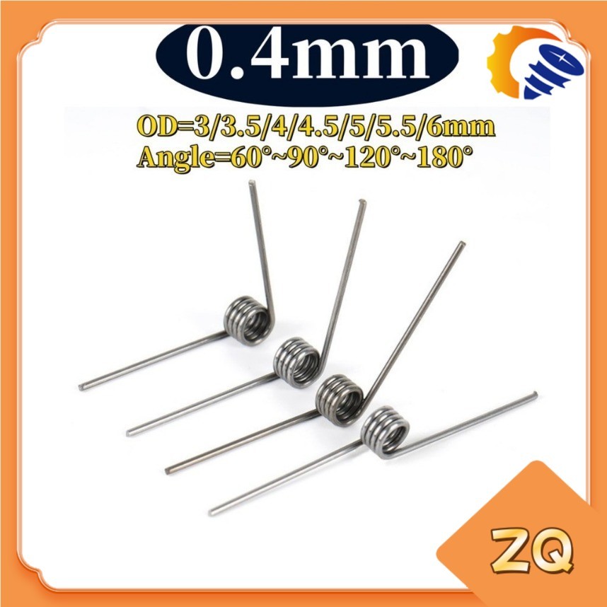 Sus304 d0.4mm OD3/3.5/4/4.5/5/5.5/6mm V-shaped spiral torsion spring มุม 60/90/120/180 องศาZQ-MB