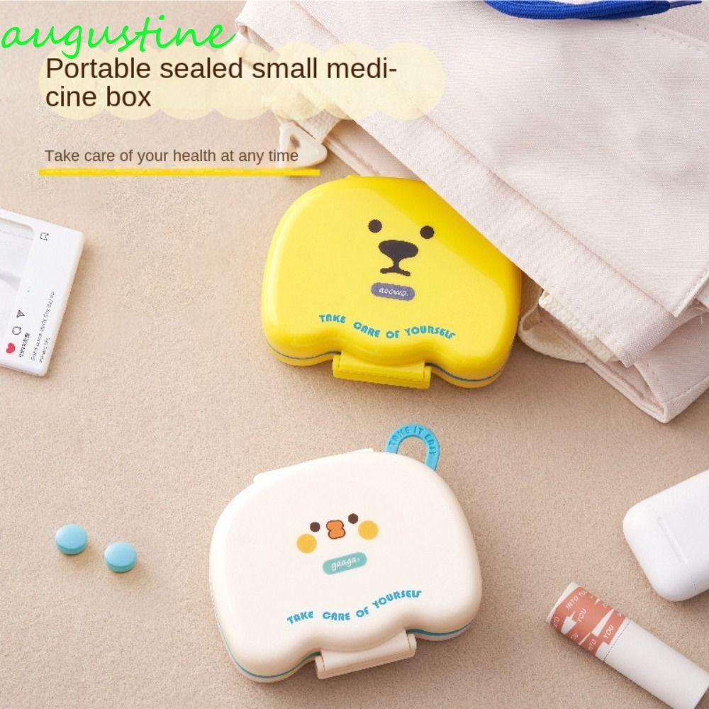AUGUSTINE กล่องเก็บยาการ์ตูน, 7 กริด Dispensing Pill Case, กระเป๋ารายสัปดาห์ปิดผนึกพลาสติก Pill Orga