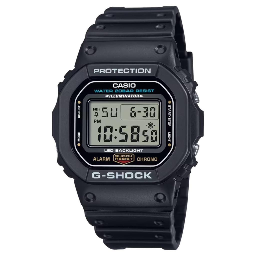 นาฬิกาข้อมือผู้ชาย CASIO G-SHOCK DW-5600UE-1 สไตล์สแควร์ ทนทานระดับโลก ดีไซน์คลาสสิก สีดำ กันแรงกระแ