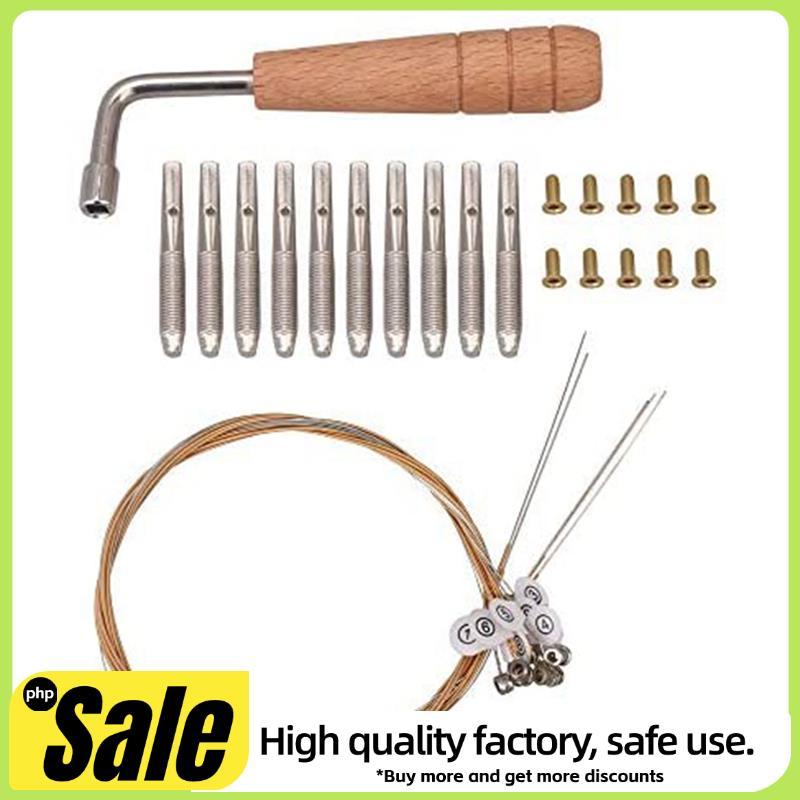 10 ชิ้น Tuning Pin Nails & 10 ชิ้น Rivets, พร้อม L-Shape Tuning ประแจ, 10 String Laiyaqin String สําหรับ Lyre Harp String เครื่องมือ