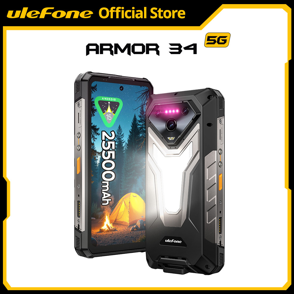 Vorld Premiere Ulefone Armor 34 5G AI โทรศัพท์ที่ทนทาน 25500mAh สูงสุด 32GB+512GB 120Hz 6.95" NFC An