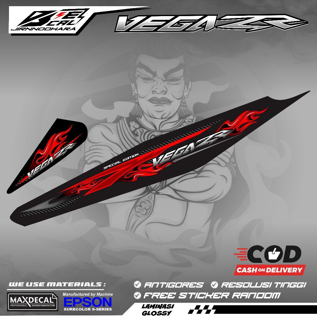 Yamaha Vega Zr Fire Mix Carbon Motif Striping Sticker Variation