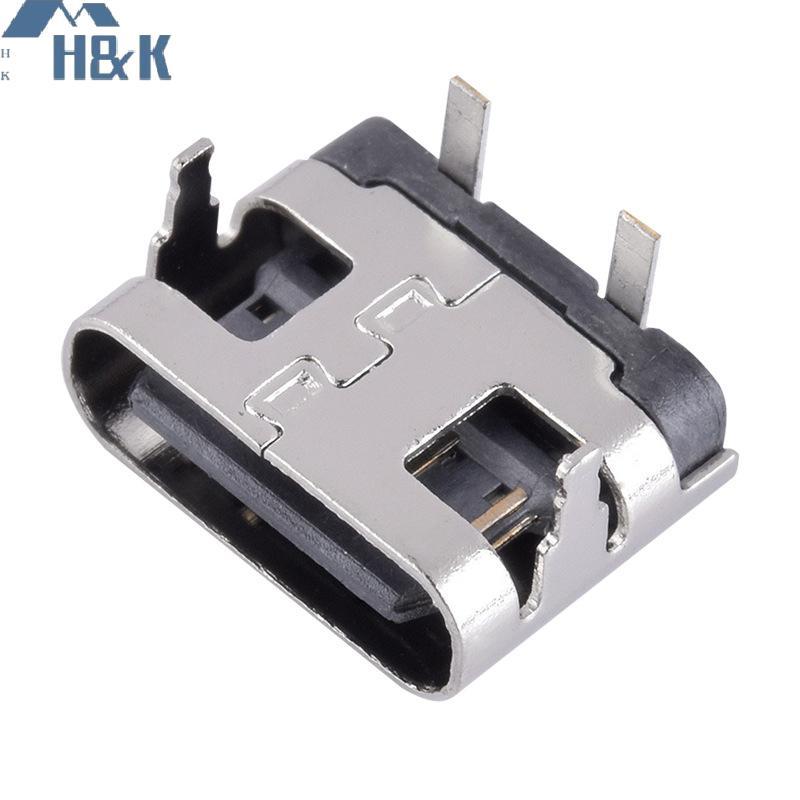 [H&K Oct] 10 ชิ้น 2 ขา Micro USB Type C Connector Socket USB 3.1 Type-C Female Power Jack Dock สําหร