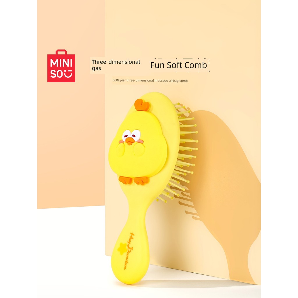 หวีน่ารัก Miniso Comb Dundun Chicken Air Cushion หวีหวีหนังนวดหวีขนาดเล็กแบบพกพาหวีถุงลมนิรภัยน่ารัก