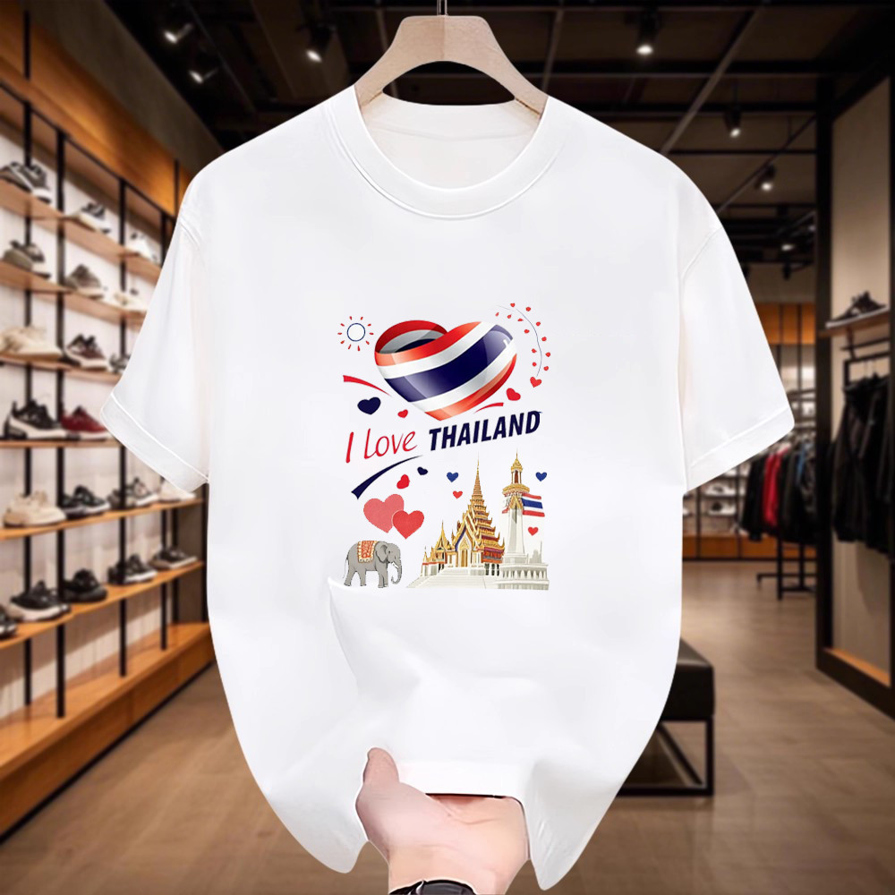 เสื้อช้างธงชาติไทยและเสื้อยืดดอกบัวไทย เหมาะสำหรับทั้งชายและหญิง