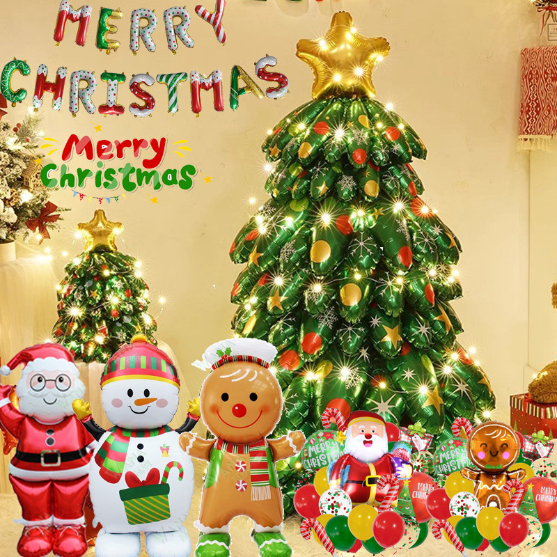 พร้อมส่ง Christmas Balloon ฟอยล์คริสต์มาส ลูกโป่งคริสต์มาส ซานตาคลอสรูปร่างมนุษย์หิมะ การตกแต่งงานปาร์ตี้คริสต์มาส