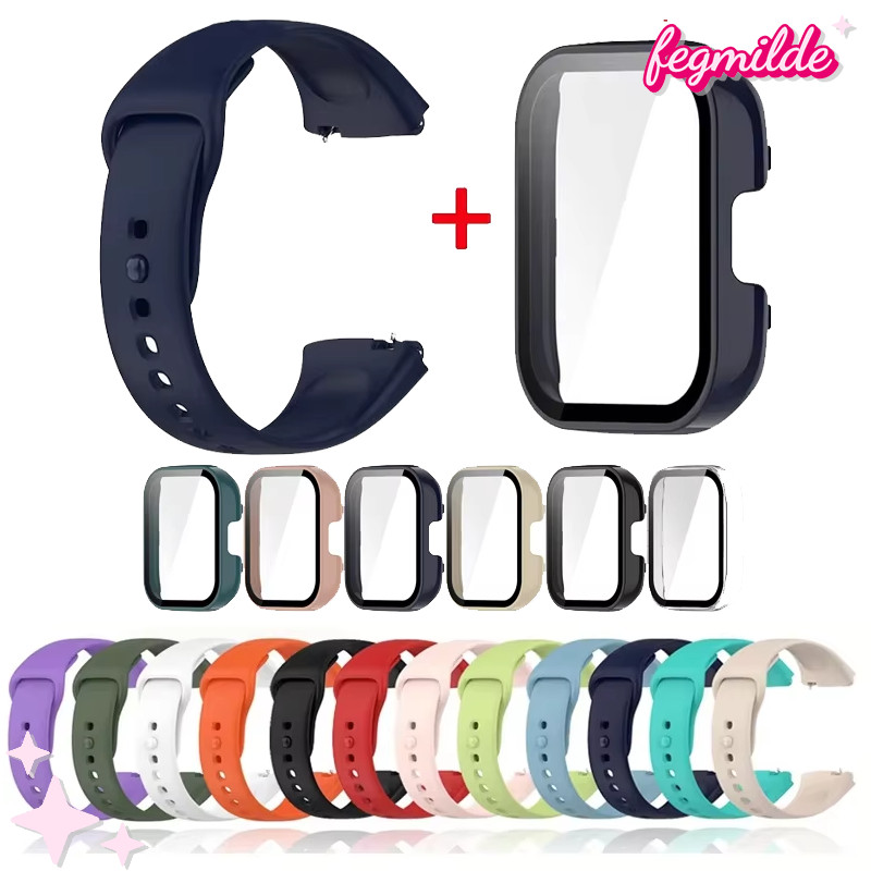 เคส PC แข็งกระจกนิรภัย สายซิลิโคน for Redmi Watch 3 Active/3 Lite ฝาครอบเคส for Redmi Watch 3 Lite