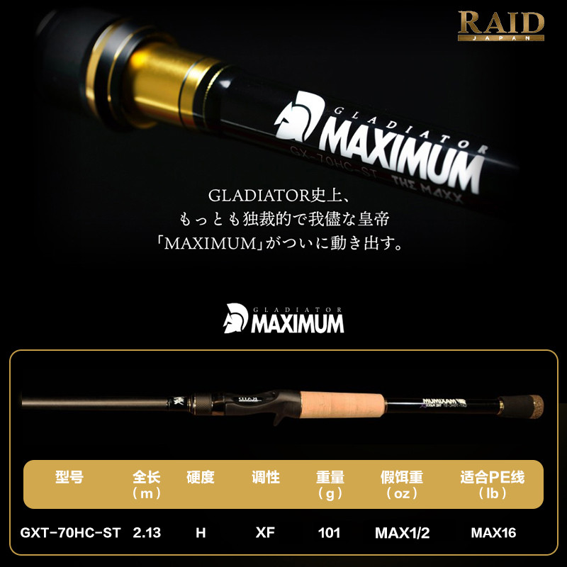 คันเบ็ดสำหรับการแข่งขัน RAID Lure GLADIATOR MAXIMUM แบบ.Solid Bass