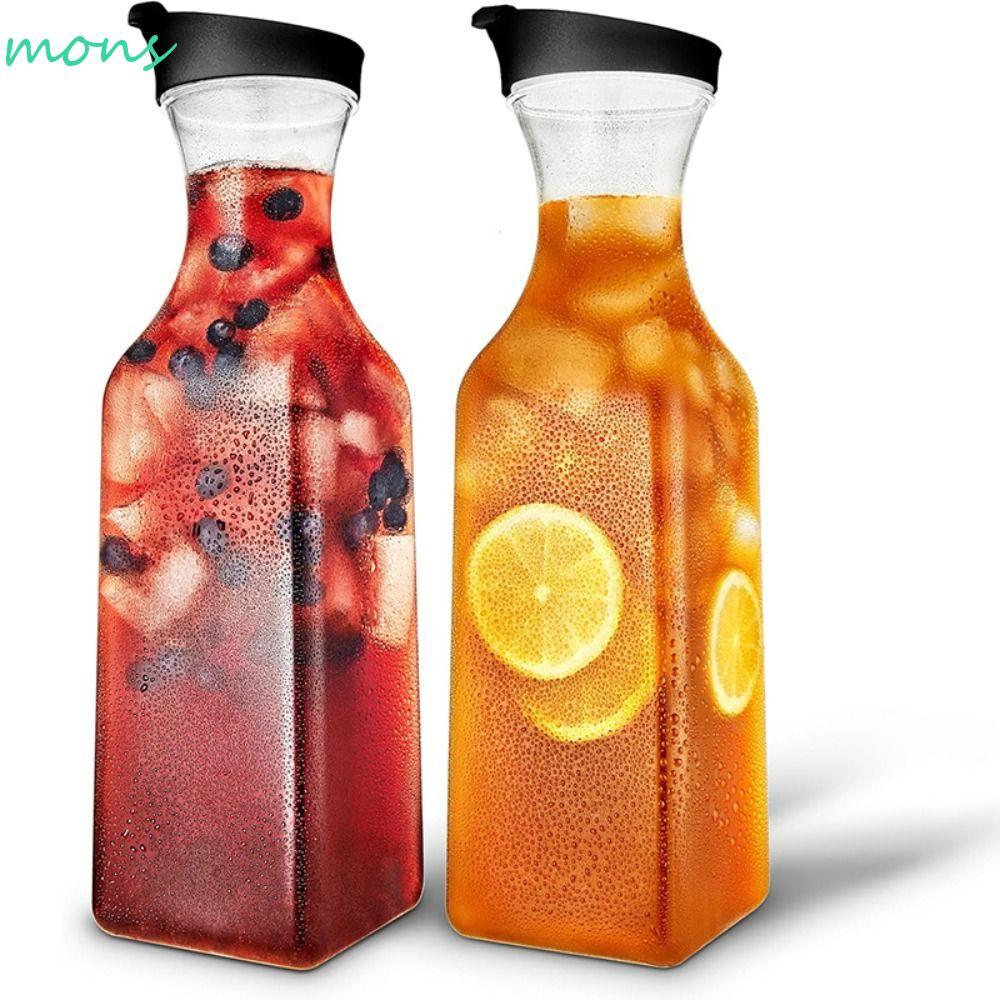 MONS Juice Carafe, เหยือกเครื่องดื่มขนาดใหญ่ 32OZ 1000ML, สี่เหลี่ยมพร้อมฝาปิดคอนเทนเนอร์เครื่องดื่มตู้เย็นสําหรับตู้เย็น