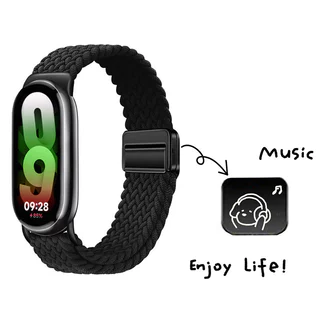สายรัดไนลอนแบบปรับได้สําหรับ Xiaomi Mi Band 10/9 ตะขอแม่เหล็กสร้อยข้อมืออุปกรณ์เสริมสําหรับ Xiaomi Mi Band 8/mi 9/10 เข็มขัดสมาร์ทวอทช์