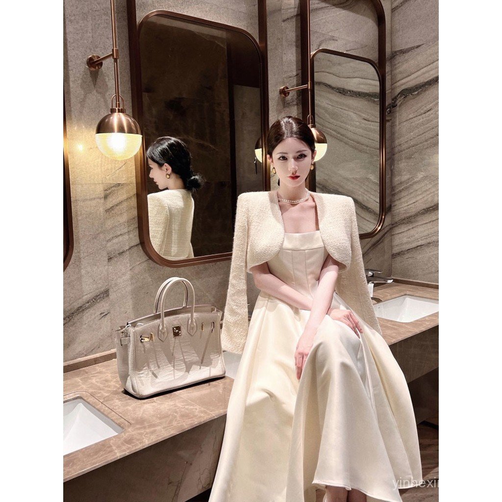 ไขมันมม. French Classy Celebrity High-End Suit Skirt Female Autumn Plus Size Short Coat Dress Long S