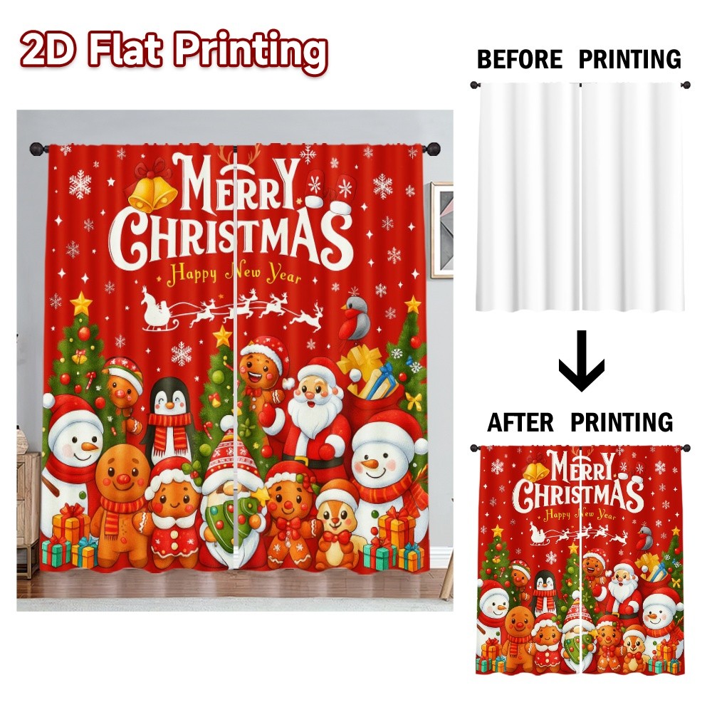 แนะนำ ผ้าม่าน ผ้าม่านพิมพ์ลาย Festive Cheer ขนาด 2 ชิ้น สำหรับตกแต่งบ้าน เหมาะสมกับห้องนอนและพื้นที่มีชีวิตต่าง ๆ ราคาพิเศษ มีเก็บเงินปลายทาง