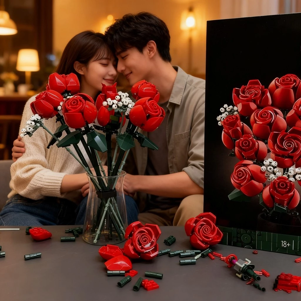 🎁กุหลาบช่อโรแมนติกสีสองสีสำหรับการตกแต่งช่อดอกกุหลาบวันวาเลนไทน์💕