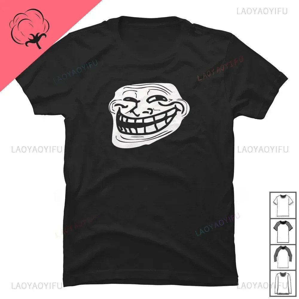 เสื้อยืดผ้าฝ้ายธีม Troll Face Meme ลายการ์ตูนสนุก