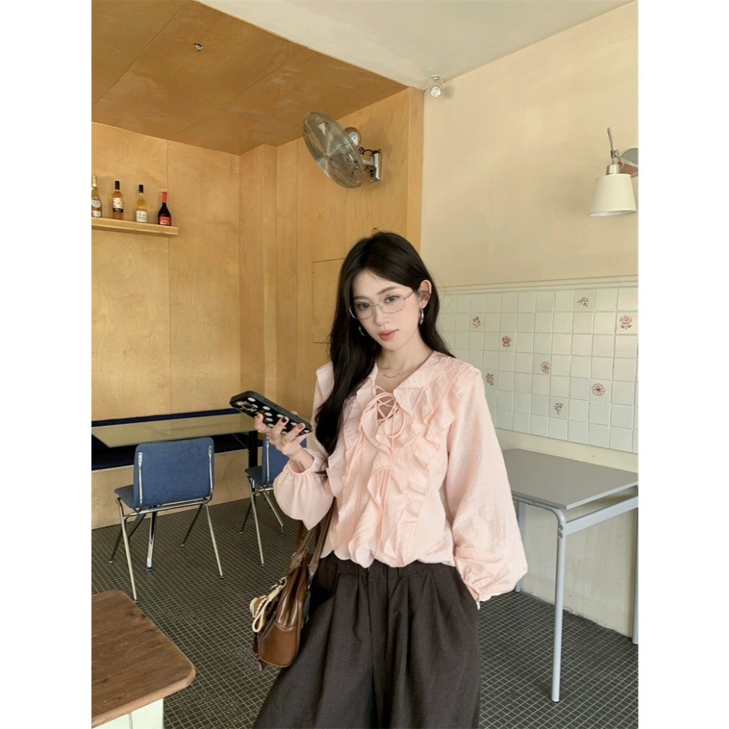 ❤ 🧵 🇰🇷 W7552 เสื้อแขนยาว  คอวี แต่งโบว์ช่วงอก และแต่งผ้าสามชั้น  ผ้าดีใส่สบาย สีสวย แฟชั่นเกาหลี TAG WG.WE 🧵🧡 - รูปที่ 3