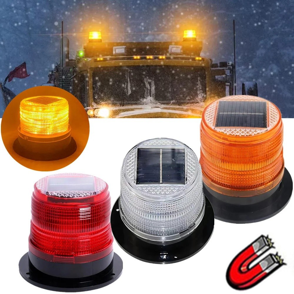 Solar Car LED Strobe Warning Light Magnetic Car Roof Magnet LED Strobe Light Beacon Light LED Flashi