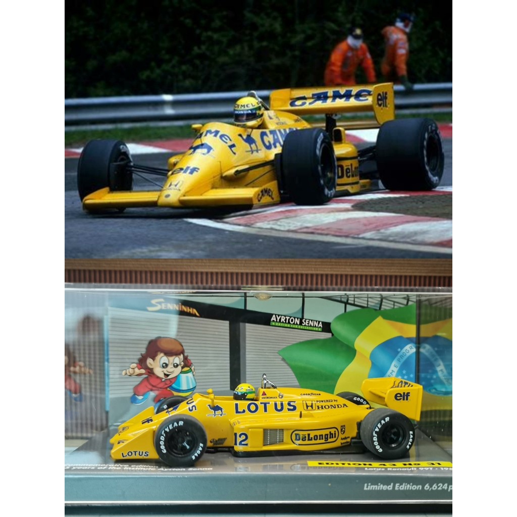 1/43 Mini Cellu Tesla Lotus Renault 99T 1987 Elton Senna Seat Driver รถโลหะผสมรุ่น Senna Collection 