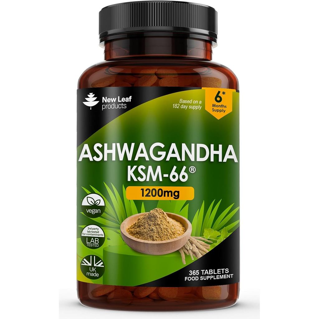 Ashwagandha KSM 66-365 (อุปทาน 6 เดือน) 1200 มก.เม็ดมังสวิรัติสารสกัดจากรากความแข็งแรงสูงบริสุทธิ์ -