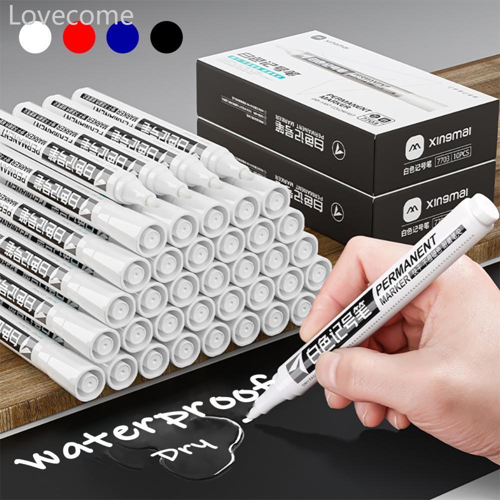 Lovecome 1 PC สีขาวสีดําสีแดง Marker ปากกา 2.0 มม.มันกันน้ําปากกาสีสําหรับขนสัตว์ Canva ยางแก้ว Rock