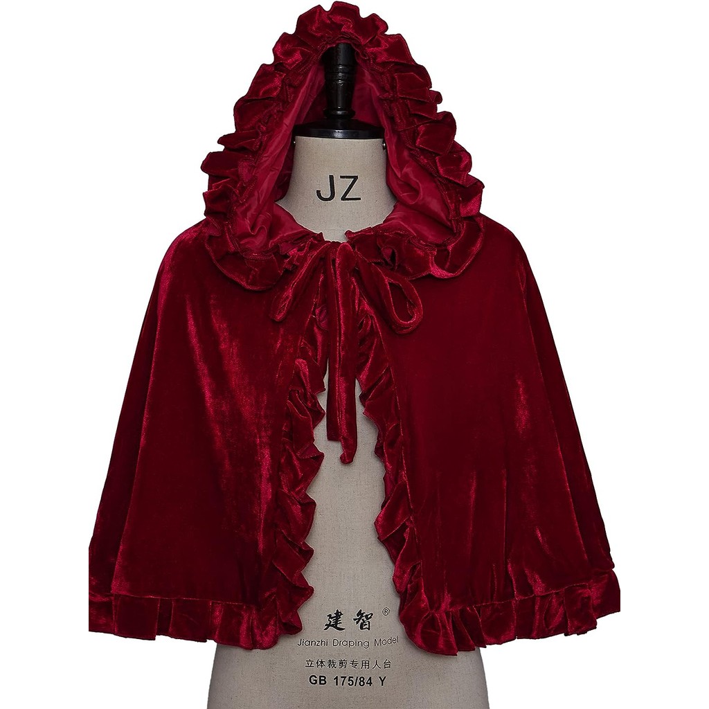 กํามะหยี่ผ้าคลุมไหล่อบอุ่นน่ารักโลลิต้าเสื้อคลุมด้านนอกฮาโลวีนเพราะหนูน้อยหมวกแดงฮู้ดเสื้อโค้ทสั้น - รูปที่ 2