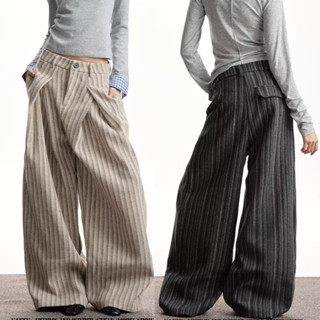 กางเกงขายาวผู้ชาย PannoFluxus ลายทางสไตล์ฮาราจูกุ