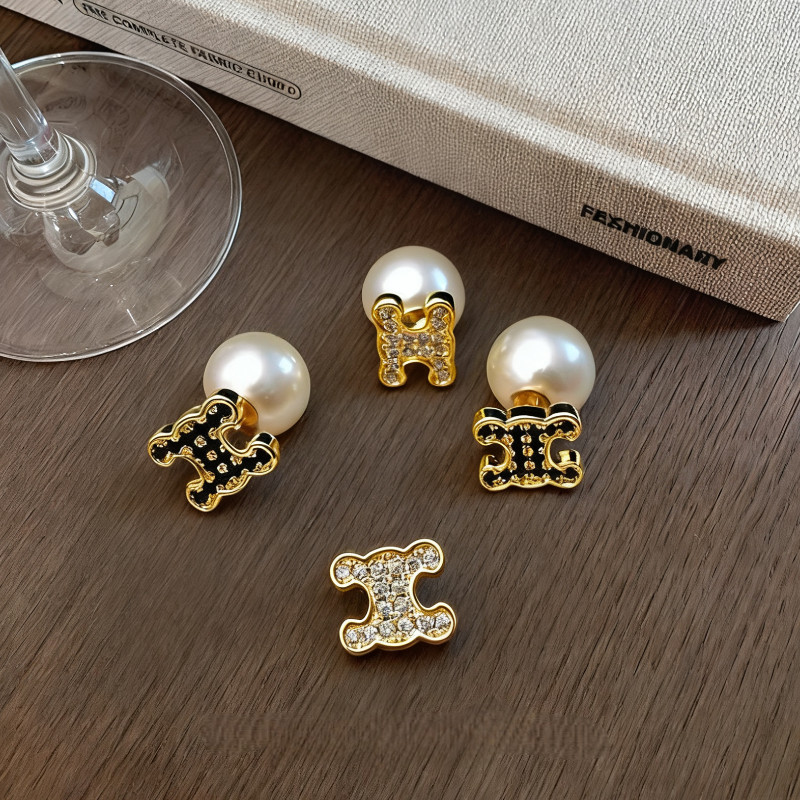 ต่างหูมุกตัวอักษรสไตล์ฝรั่งเศสย้อนยุค กะทัดรัดด้วยสตั๊ด ดีไซน์คลาสสิกและแฟชั่น