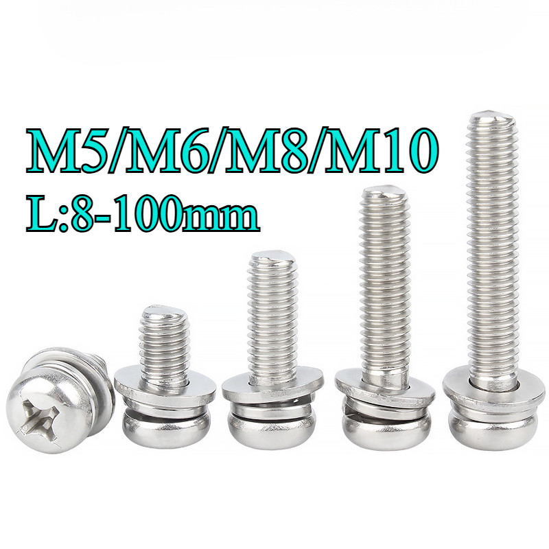 304 สแตนเลสสตีลข้ามหัวกลมสามผสม Bolt M5/M6/M8/M10 * L8 * 100 มม. (DW-XD-TH)
