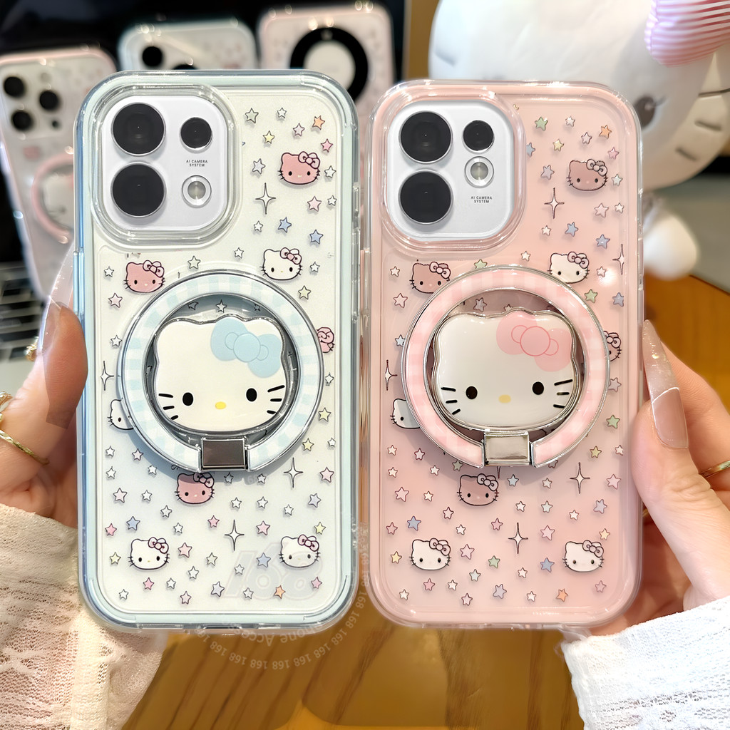 เคส OPPO Reno 16 16F 5G เคส OPPO Reno 16 Pro 5G เคสลายสัตว์การ์ตูนน่ารักกันกระแทกพร้อมกระจกที่วางโทรศัพท์รูปแมว เจลอาร์มอร์ 2 in 1 เคสใส