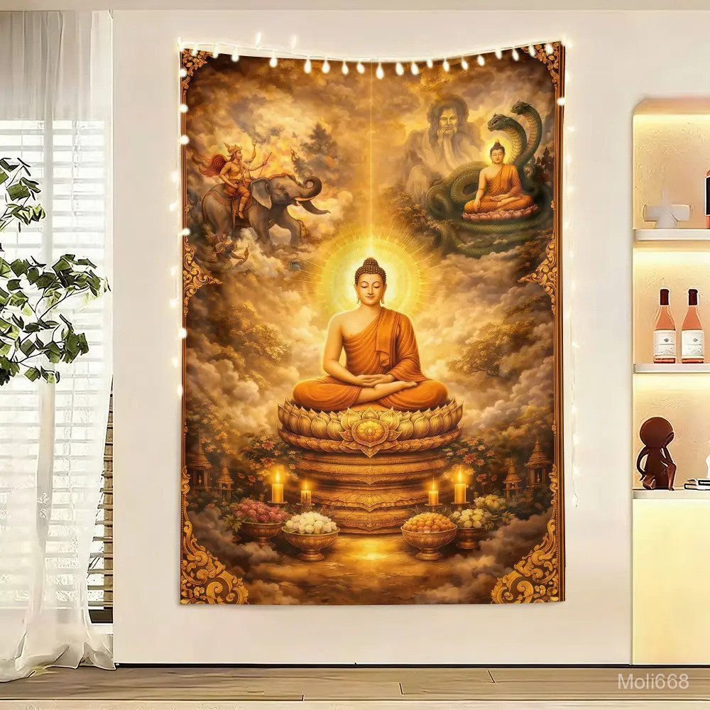 [จัดส่งจากประเทศไทย] ผ้าฉากหลังสวยงามพิมพ์ลายพระพุทธรูป เหมาะสำหรับใช้เป็นฉากหลังตกแต่งสำหรับการบูชา