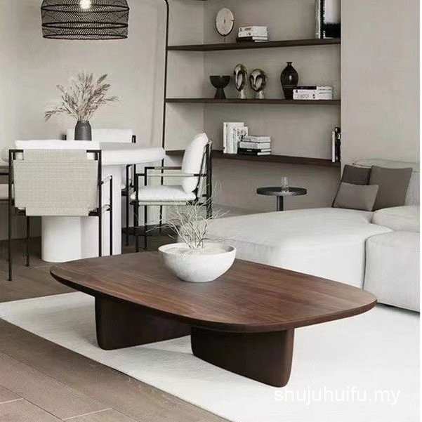 สไตล์เงียบไม้เนื้อแข็งโต๊ะกาแฟห้องนั่งเล่นโต๊ะไม้ Minimalist ที่ไม่ซ้ํากัน Designer โมเดิร์นสไตล์ญี่