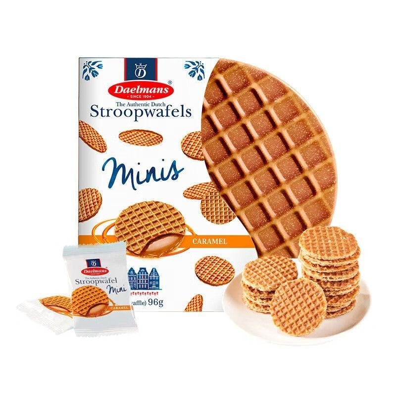 [ของขวัญฟรี] 2 กล่องนําเข้าจากเนเธอร์แลนด์ Daelmans Daelmans Mini Caramel Flavour Sandwich Waffle Bi