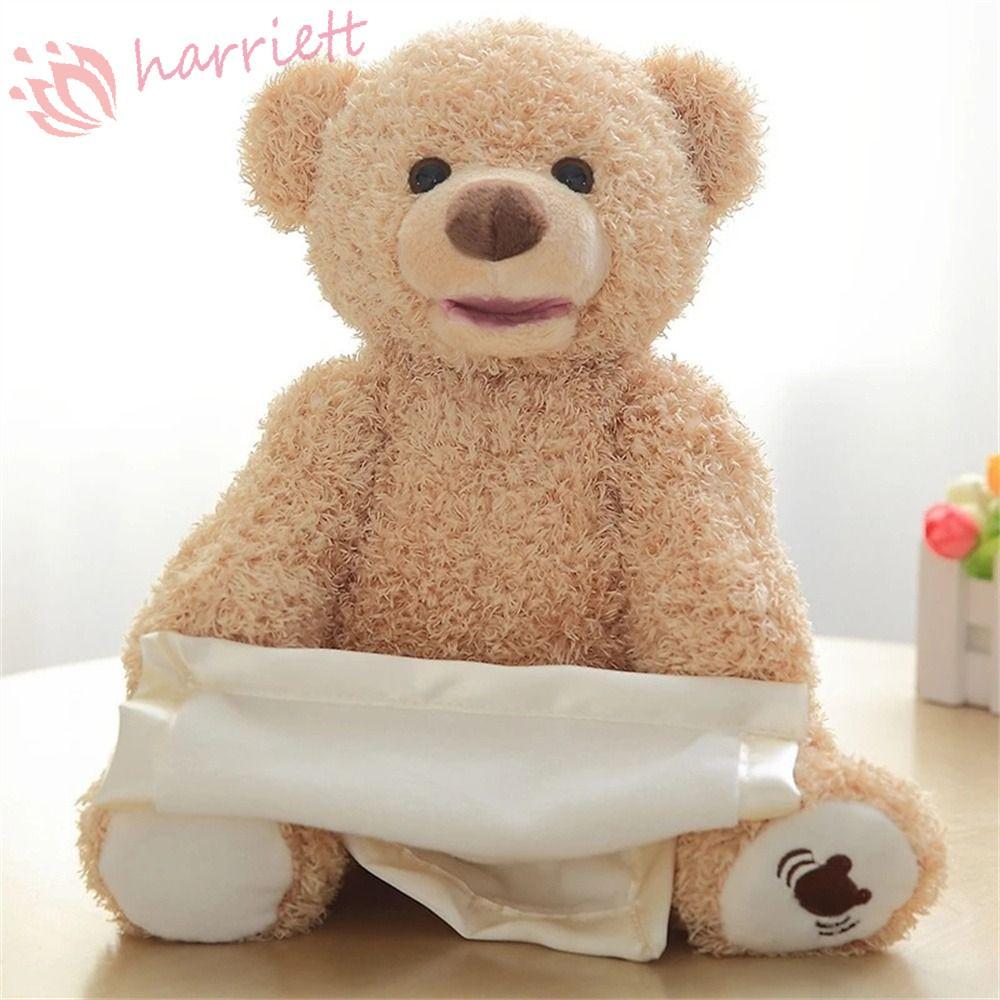 HARRIETT หมีจ๊ะเอ๋, ดนตรีไฟฟ้าซ่อนและค้นหาซ่อนเล่นเพลงของเล่น, ของขวัญสําหรับเด็กตุ๊กตาสัตว์พูดคุยเพลงของเล่นตุ๊กตาหมีขี้อายวันเกิด