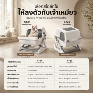 【FurryJoy】กระบะทรายแมว กะบะทรายแมวกึ่งอัตโนมัติ ห้องน้ำแมว ขนาดใหญ่ ไม่ต้องตักทราย เก็บอึง่าย ลดกลิ่น กันทรายกระเด็น รอง