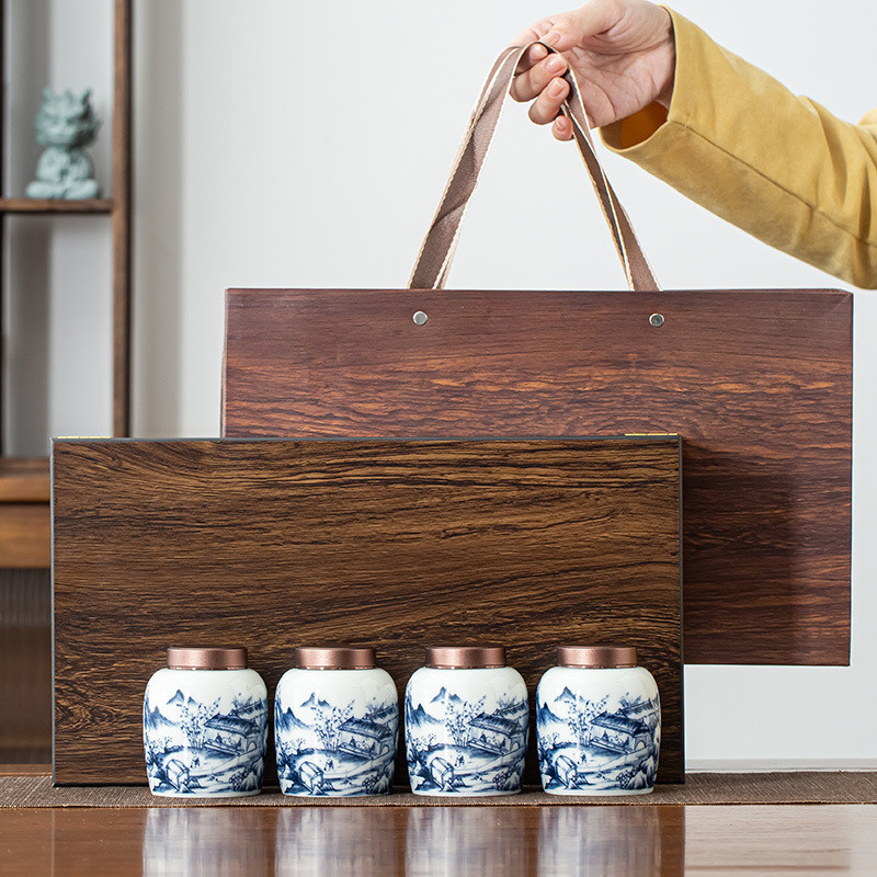 High-End Blue White Tea Can Gift Box Universal Small Can Tea Crushed Silver Black Tea Green Longjing