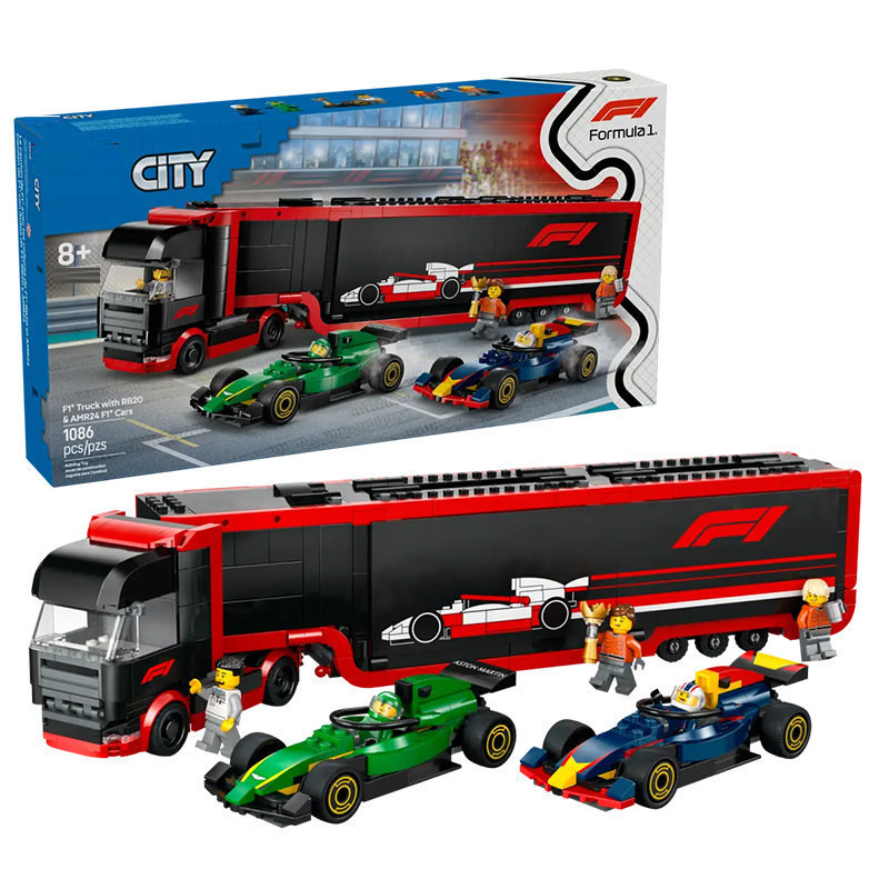 Gomora Hobby GH1X ใช้งานร่วมกับ city 60445 F1 รถบรรทุก RB20 & AMR24 F1 รถยนต์ EC2 บล็อกตัวต่อ