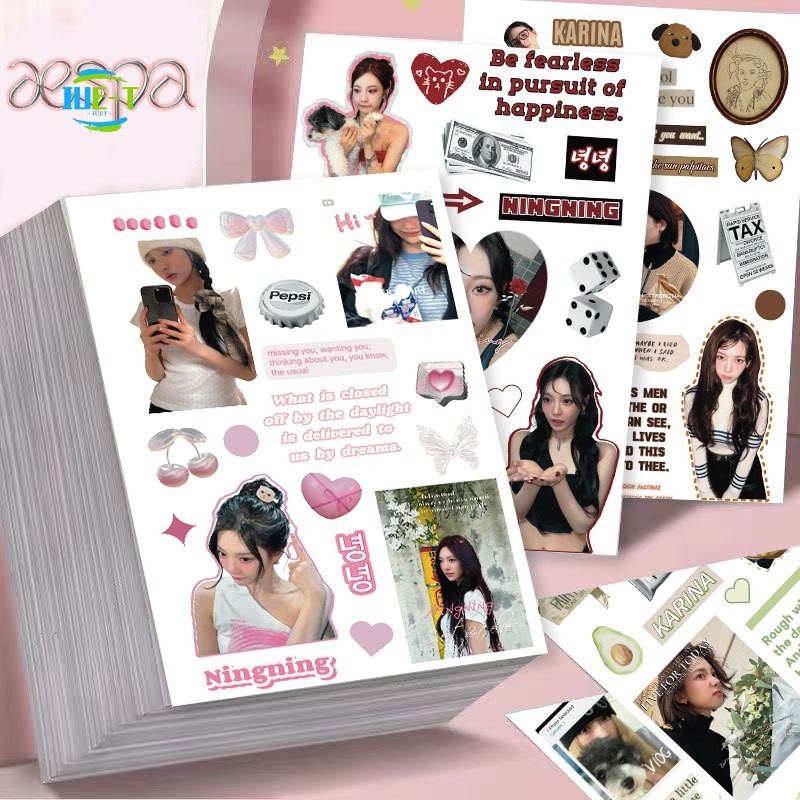 สติ๊กเกอร์ Aespa Kpop 8 ชิ้น - กลุ่มสาวเกาหลีภาพตัดปะ DIY สติ๊กเกอร์กันน้ําสําหรับคู่มือ