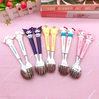 ชุดตะเกียบช้อนส้อม Sanrio สแตนเลส 410 ไม่เป็นสนิม เหมาะสำหรับนักเรียน ของขวัญวันเกิดเด็กยอดฮิต