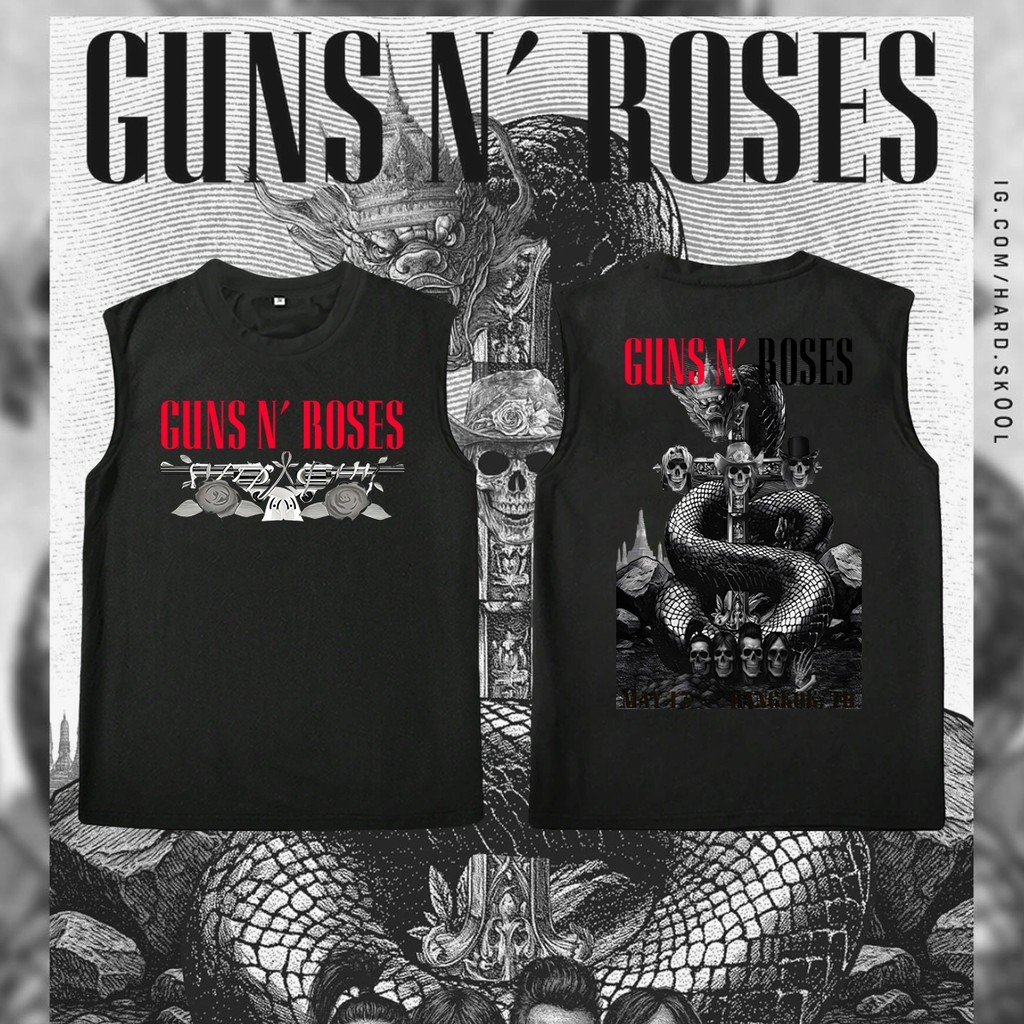 เสื้อไม่มีแขน Guns N' Roses Thailand Tour ดนตรีร็อกฮาร์ดร็อก ผ้าฝ้าย 100% สวมใส่ทั้งชายหญิง S-3XL