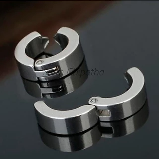 ต่างหู ไม่ต้องเจาะหู ตุ้มหู | NH | Punk Style Steel Men Women Round Ear Clip No Piercing Earrings - 1 ข้าง