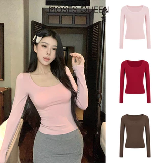 MOSESQUEEN เสื้อผ้ากันแดดสตรี แขนยาว ชั้นในสบายฤดูร้อน กันแดด น้ำหนักเบา ระบายอากาศได้ดี แฟชั่นตัวบน #63079