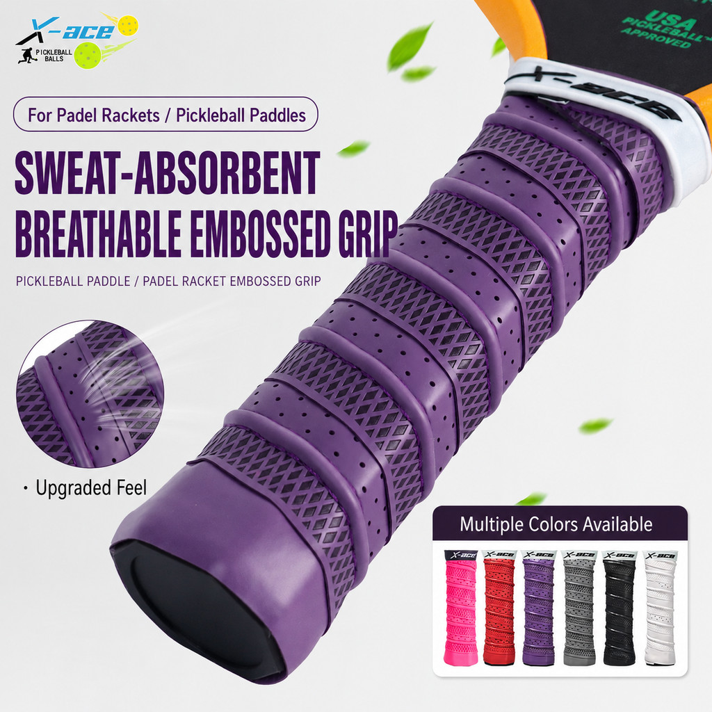 X-ACE 2 ชิ้น Pickleball Overgrip, นูนแร็กเก็ต Grip เทป, Breathable ดูดซับเหงื่อ Anti-Slip Shock Absorption Overgrip สําหรับ Pickleball Padel Racket