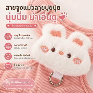 PawTica สายจูงแมวรัดอก เสื้อจูงแมวหมา น่ารักสุดๆ ลายหมี/กระต่าย น้ำหนักเบา ปรับกระชับ ช่วยลดการหลุด สำหรับสัตว์เลี้ยงเล็ก S/M